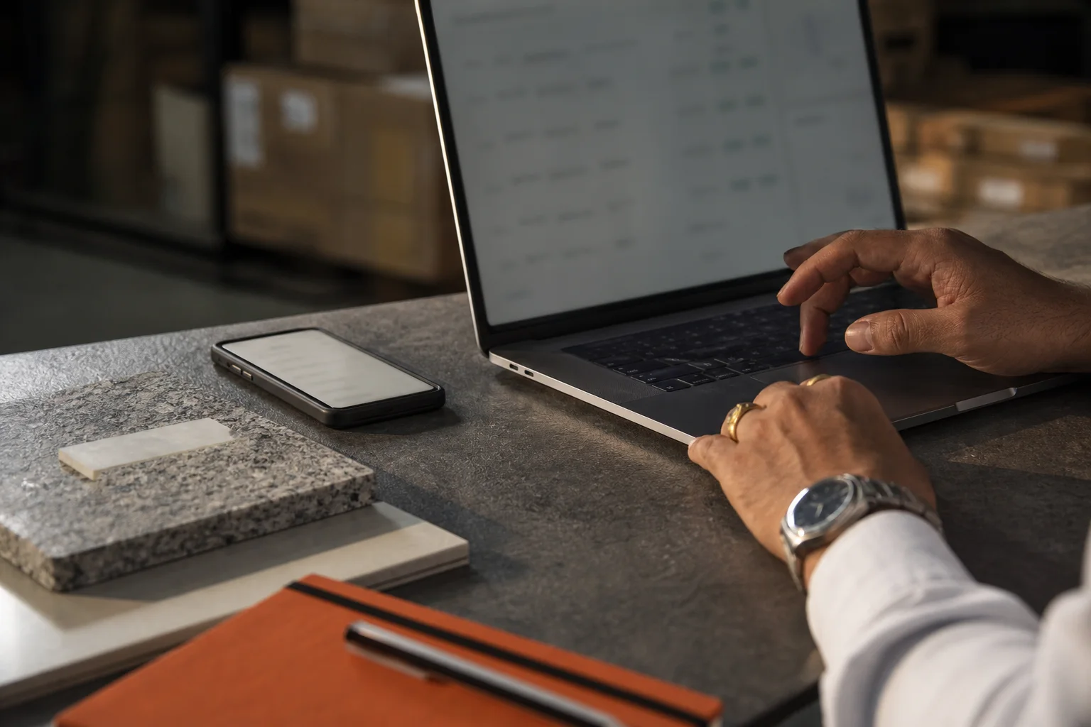 A business owner reviewing the final trade quote